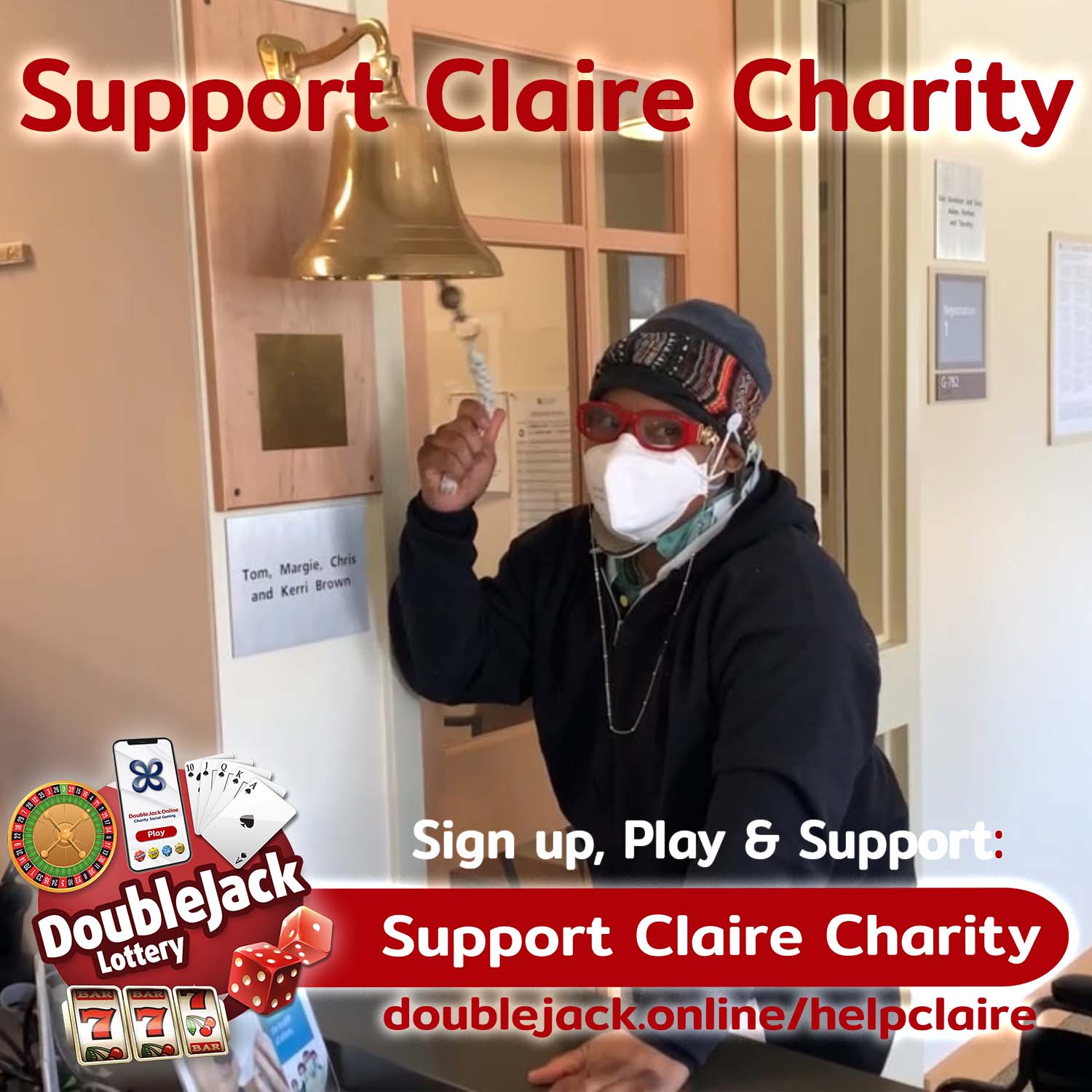 Photo of Claire completing Chemotherapy